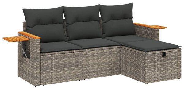4 részes szürke polyrattan kerti ülőgarnitúra párnákkal