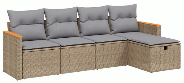 5 részes vegyes bézs polyrattan kerti ülőgarnitúra párnákkal