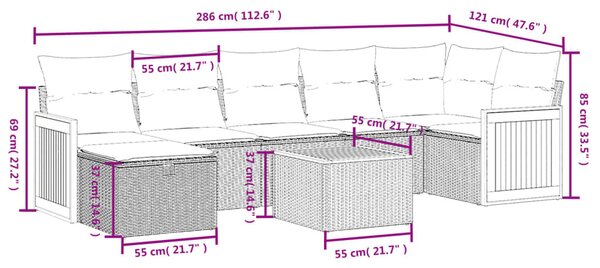 8 részes vegyes bézs polyrattan kerti ülőgarnitúra párnákkal