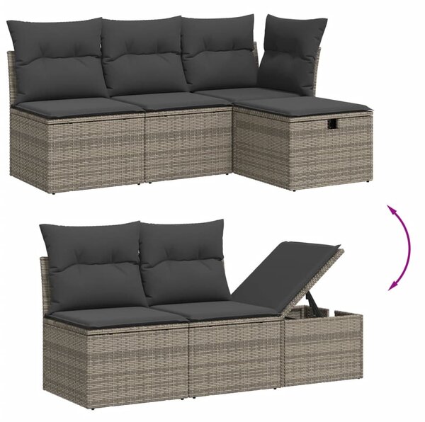 6 részes szürke polyrattan kerti ülőgarnitúra párnákkal