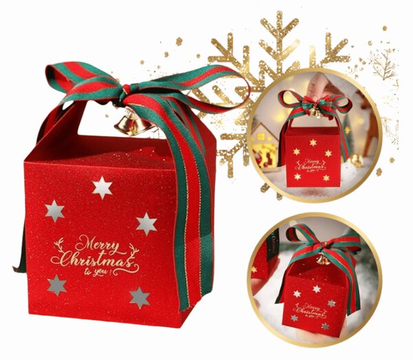 Karácsonyi ajándékdoboz MERRY CHRISTMAS 10x10 cm, piros