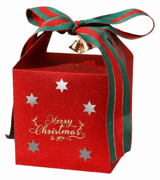 Karácsonyi ajándékdoboz MERRY CHRISTMAS 10x10 cm, piros