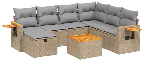 8 részes vegyes bézs polyrattan kerti ülőgarnitúra párnákkal