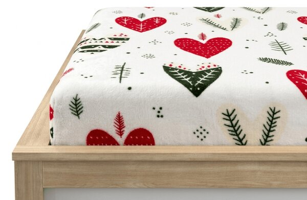 Mikroplüss lepedő WINTER HEARTS 90x200 cm színes