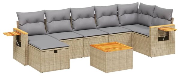 8 részes bézs polyrattan kerti ülőgarnitúra párnákkal