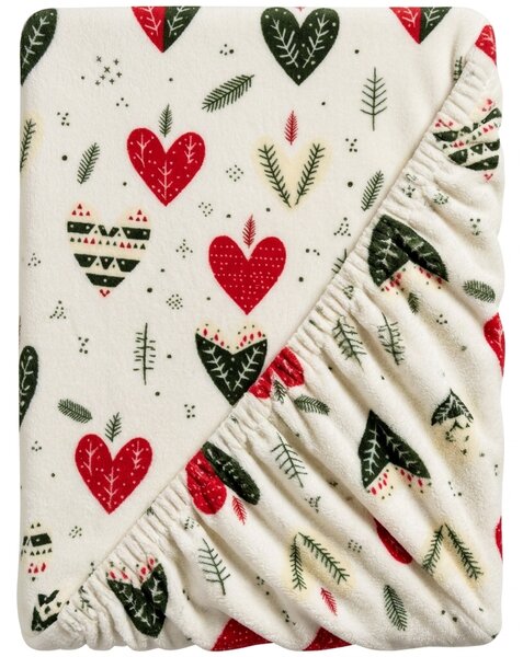 Mikroplüss lepedő WINTER HEARTS 90x200 cm színes