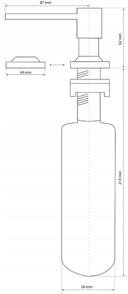 Gamma Mosogató minőség Quatro, mosogatószer adagoló mosogatóhoz 400ml, acél, GMA-DOK-IX