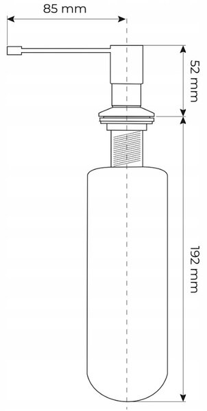 Gamma Top, mosogatószer adagoló mosogatóhoz 400ml, acél, GMA-DOZL-IX
