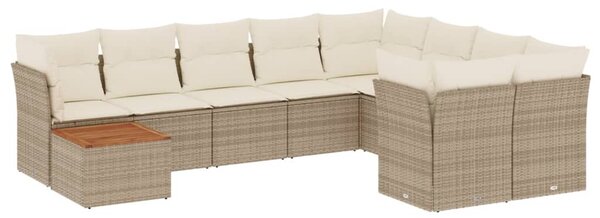 10 részes bézs polyrattan kerti ülőgarnitúra párnával