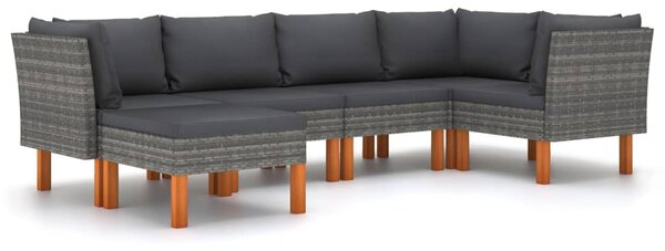 6 részes szürke polyrattan kerti ülőgarnitúra párnákkal