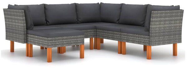 6 részes szürke polyrattan kerti ülőgarnitúra párnákkal