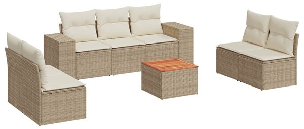 8 részes bézs polyrattan kerti ülőgarnitúra párnával