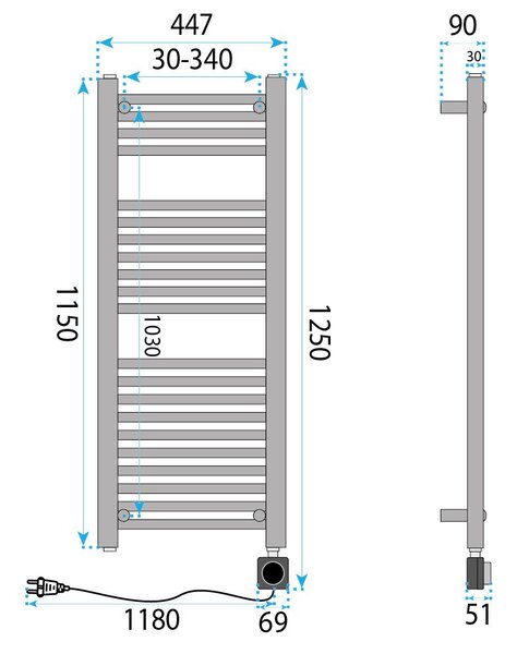 Elektromos radiátor Rea Moris 115x45 White