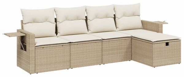 5 részes bézs polyrattan kerti ülőgarnitúra párnákkal