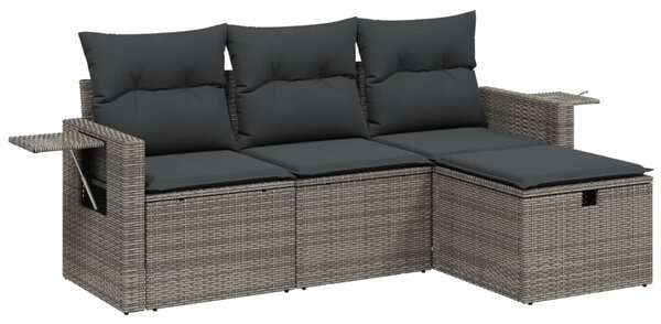 4 részes szürke polyrattan kerti ülőgarnitúra párnákkal