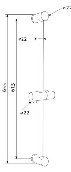 Mereo Mereo, Tolós zuhanytartó 65,5 cm, MER-CB910B
