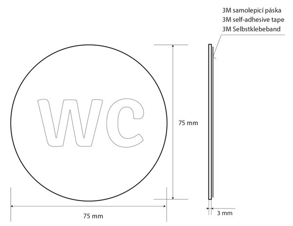 Sapho Sapho, WC Jelölési átmérő 75mm, rozsdamentes acél matt, XP117