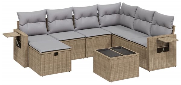 8 részes vegyes bézs polyrattan kerti ülőgarnitúra párnákkal