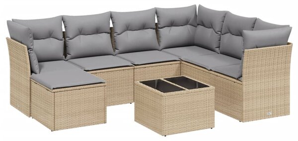 8 részes vegyes bézs polyrattan kerti ülőgarnitúra párnákkal