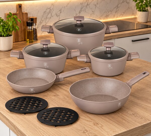 BERLINGER HAUS Taupe Edénykészlet 10 db-os szett szürke színben INDUKCIÓS BH-8110NN