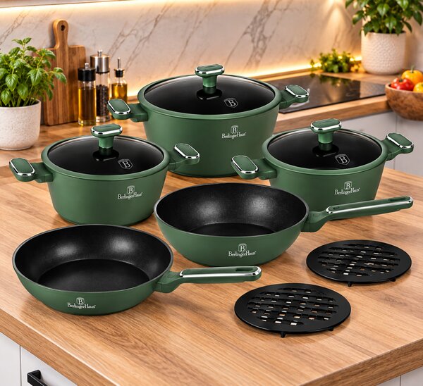 BERLINGER HAUS Matte Green Edénykészlet 10 db-os szett zöld színben INDUKCIÓS BH-8207N