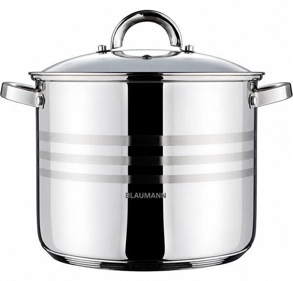 BLAUMANN Gourmet Line Rozsdamentes fazék üvegfedővel 7,7L 24×17,5 cm ezüst színben INDUKCIÓS BL-1010A