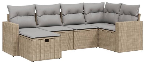 6 részes vegyes bézs polyrattan kerti ülőgarnitúra párnákkal