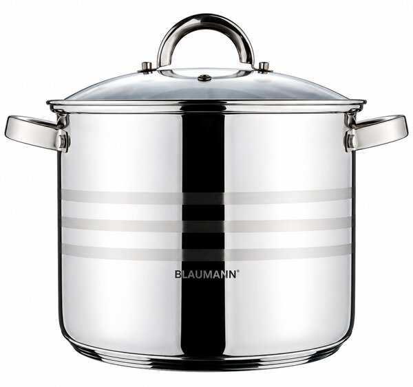 BLAUMANN Gourmet Line Rozsdamentes fazék üvegfedővel 16x11,5 cm 2,1L ezüst színben INDUKCIÓS BL-1006A-W
