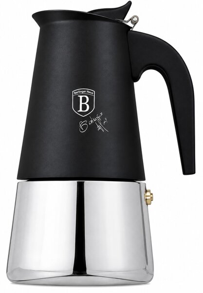 BERLINGER HAUS Matte Black kávéfőző rozsdamentes 6 személyes 19,5x9,7 cm fekete, ezüst színben INDUKCIÓS BH-8912