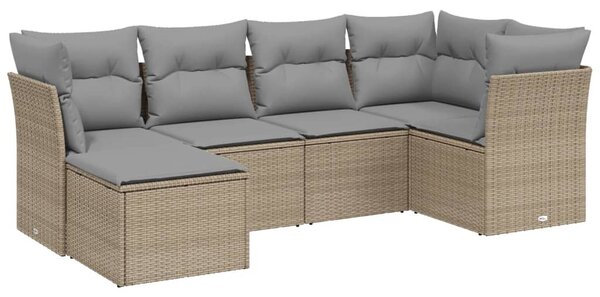 6 részes vegyes bézs polyrattan kerti ülőgarnitúra párnákkal