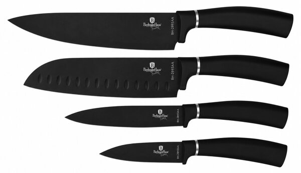 BERLINGER HAUS Matte Black Rozsdamentes bevonatos késkészlet dobozban 4 db fekete színben BH-2893A