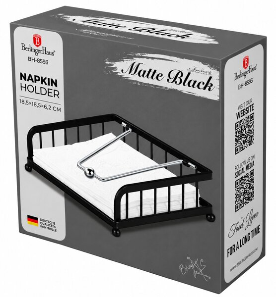 BERLINGER HAUS Black Silver szalvétatartó 18,5x18,5x6,2 cm fekete színben BH-8593