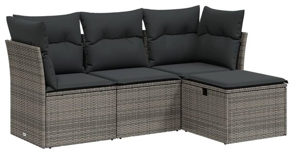 4 részes szürke polyrattan kerti ülőgarnitúra párnákkal