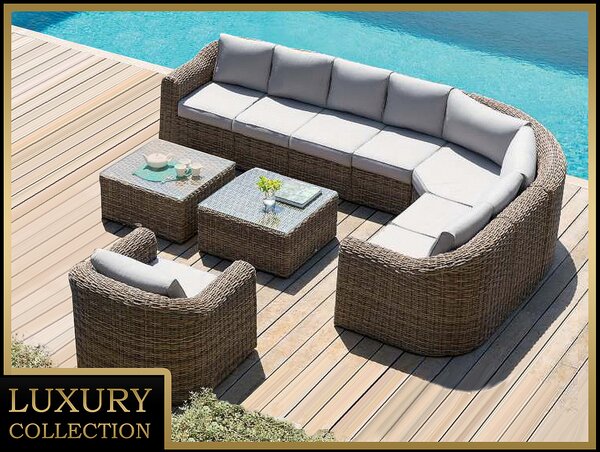 DEOKORK Rattan moduláris készlet BORNEO LUXURY 8 személyes (barna)
