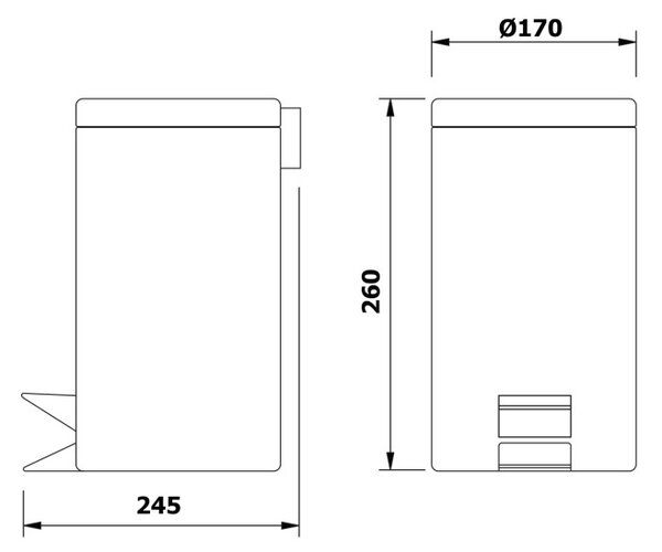BISK Erga Basic, kerek szemetes 3l, króm, ERG-02479