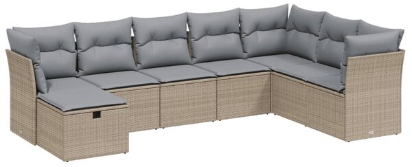 8 részes vegyes bézs polyrattan kerti ülőgarnitúra párnákkal