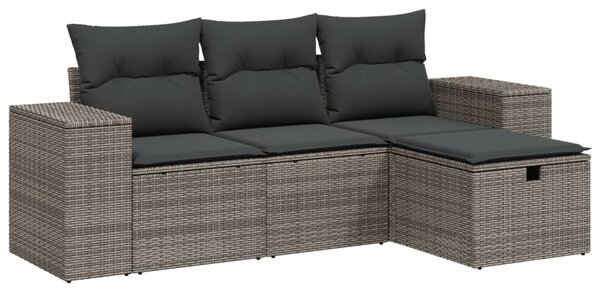 4 részes szürke polyrattan kerti ülőgarnitúra párnákkal