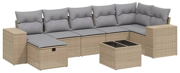 8 részes vegyes bézs polyrattan kerti ülőgarnitúra párnákkal