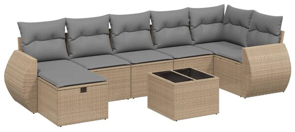 8 részes vegyes bézs polyrattan kerti ülőgarnitúra párnákkal