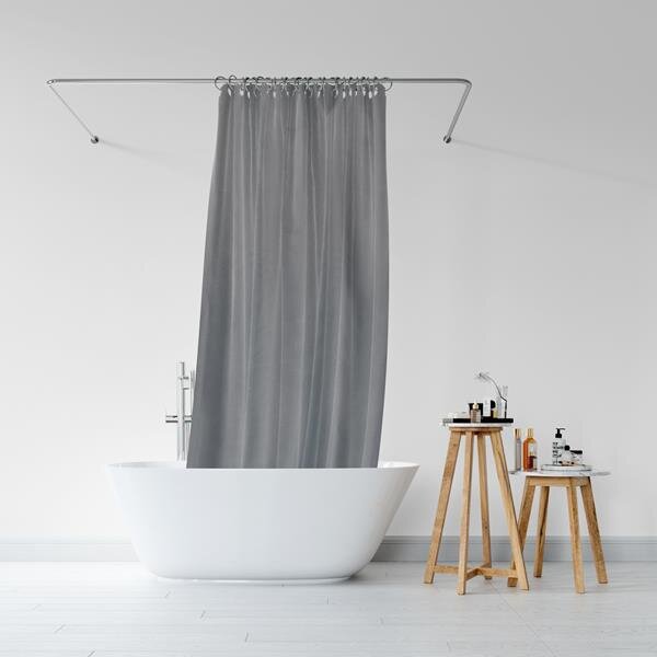 BISK Erga RIST, akasztós zuhanyfüggöny (12 db) 200x180 cm, szürke, ERG-08378