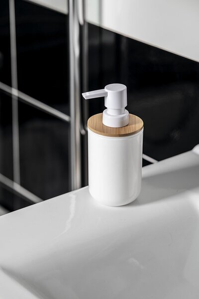 BISK Erga SNOW, álló szappanadagoló 350ml, fehér-barna, ERG-07578