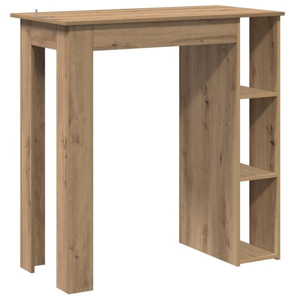 Kézműves tölgy szerelt fa bárasztal polccal 102x50x103,5 cm