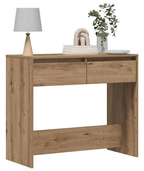 Kézműves tölgy színű szerelt fa dohányzóasztal 89x41x76,5 cm