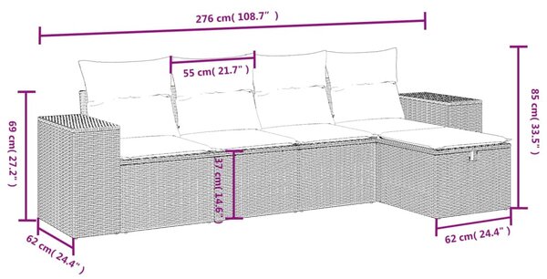 5 részes bézs polyrattan kerti ülőgarnitúra párnákkal