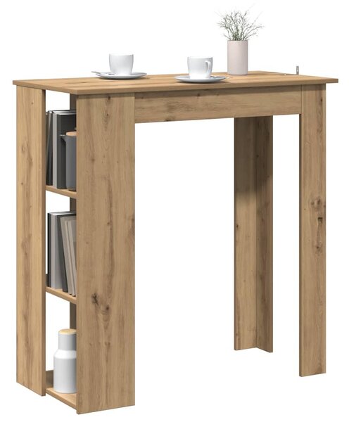 Kézműves tölgy szerelt fa bárasztal polccal 102x50x103,5 cm