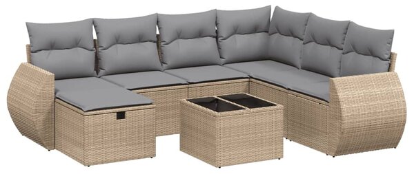 8 részes vegyes bézs polyrattan kerti ülőgarnitúra párnákkal
