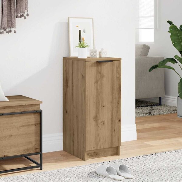 Kézműves tölgy színű szerelt fa cipősszekrény 29,5x35x70 cm