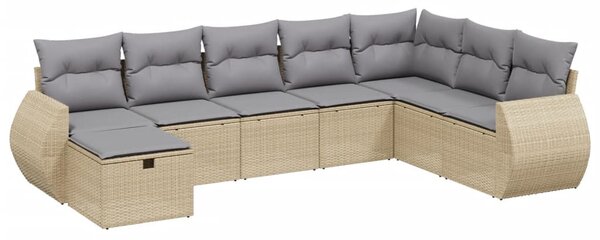 8 részes vegyes bézs polyrattan kerti ülőgarnitúra párnákkal