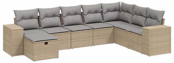 8 részes vegyes bézs polyrattan kerti ülőgarnitúra párnákkal