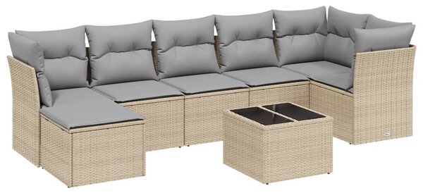 8 részes vegyes bézs polyrattan kerti ülőgarnitúra párnákkal